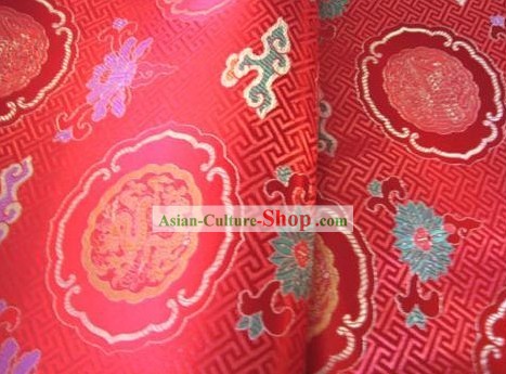 Tissu traditionnel chinois Dragon Rouge