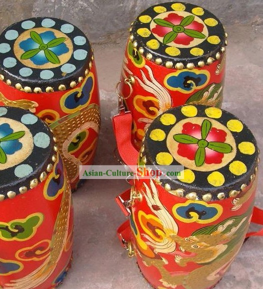 Традиционный китайский древесины ручной работы Цветы Drum/Мини Дракон Drum Kit/китайский барабан для танцев