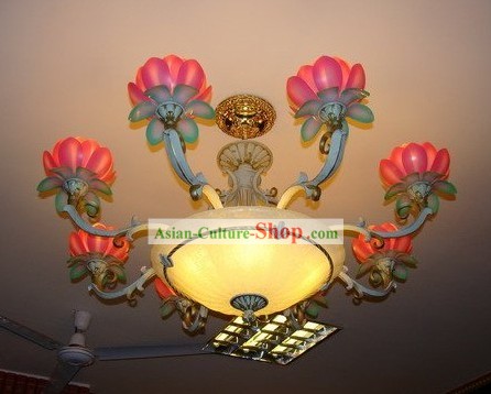 32 pouces chinoise Lotus Temple lanternes Set