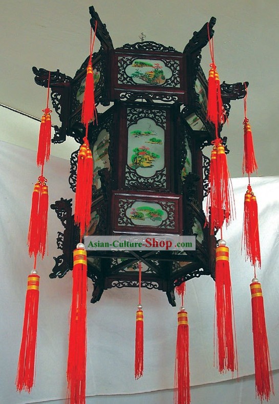 Peinture à l'huile chinoise Palais Trois Lanterne plafond Couches