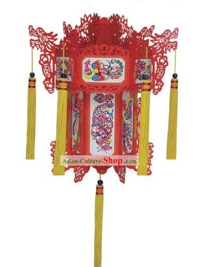 24 pollici di grandi dimensioni cinese Phoenix Papercut Ornamento Lanterna Palazzo