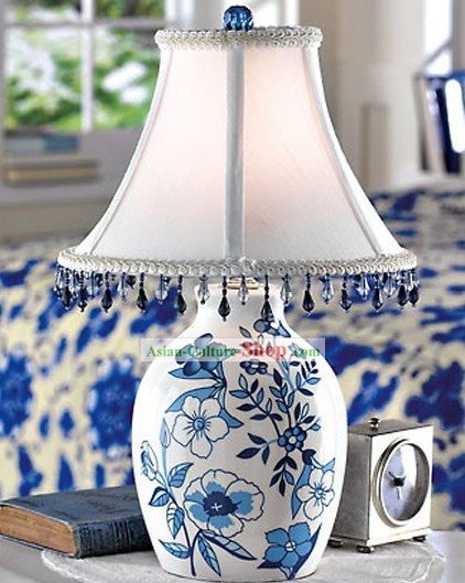 Chinoise Bleu Blanc Céramique Lantern/Tableau Lanterne