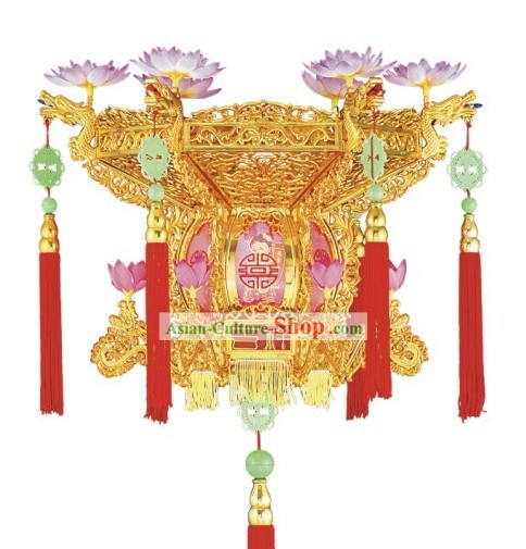 Chinoise Golden Lotus Electric Palace Lantern