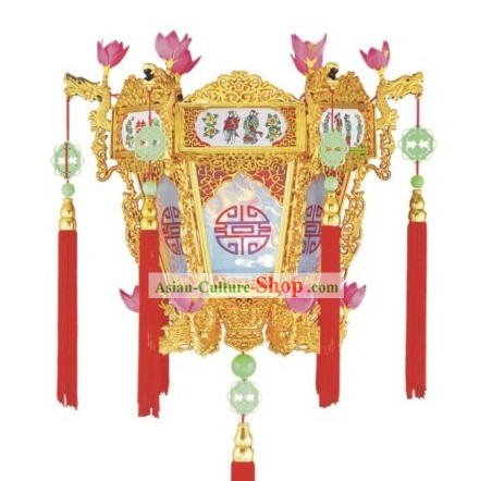 Ano Novo Chinês Golden Flower Basket Lanterna parede
