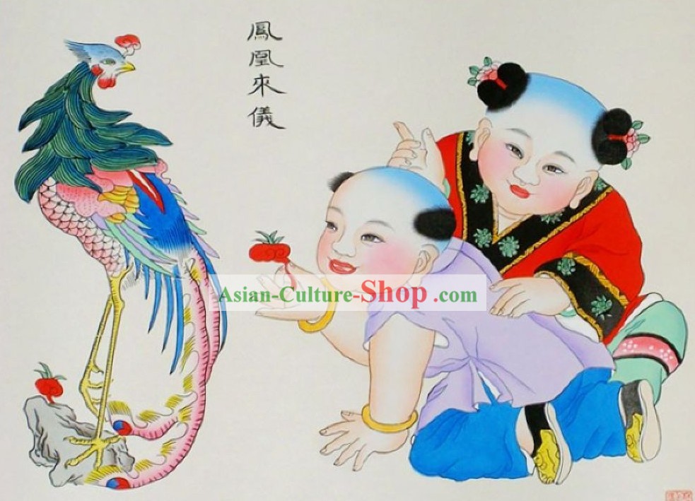 Yangliuqing Pintura Folk/Pinturas de Ano Novo chinês - Pintura Phoenix