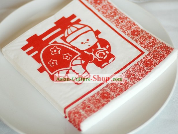 中国の伝統ウェディングスタイルの3プライ結婚式ナプキン