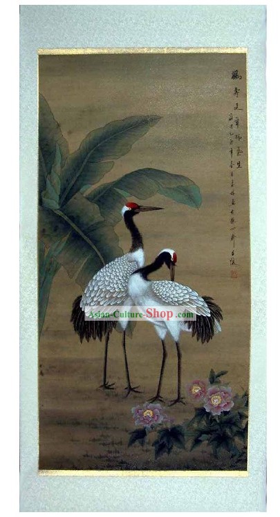 Grúa pintura tradicional china de He Lin
