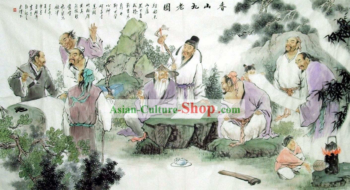 Pittura cinese Figura - Nove Old Men vivono all'interno Xiang Montagna