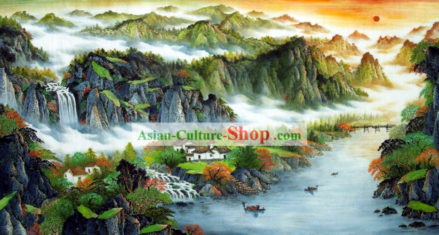 中国の伝統的ヨットの絵画