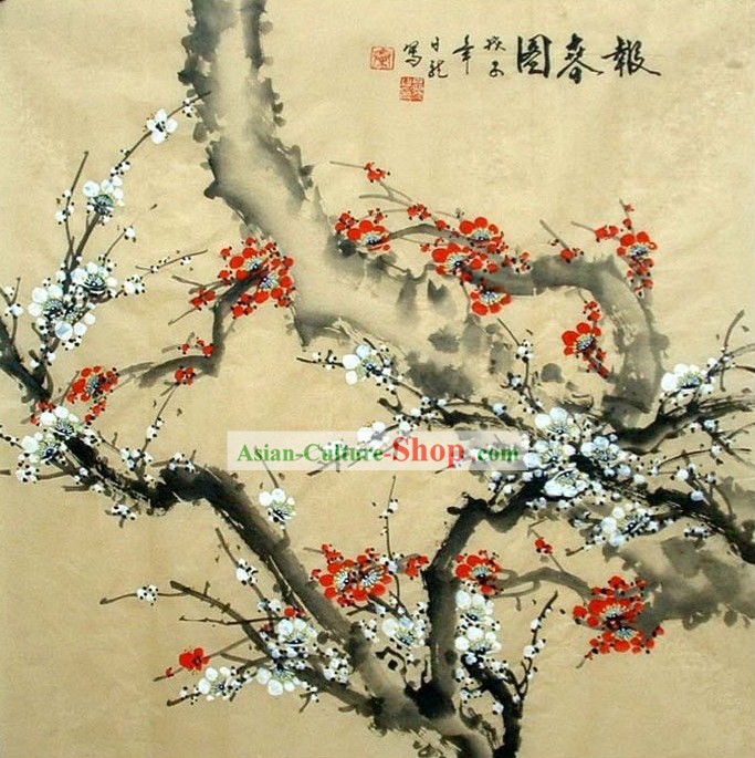 秦日隆による中国雪梅の絵画
