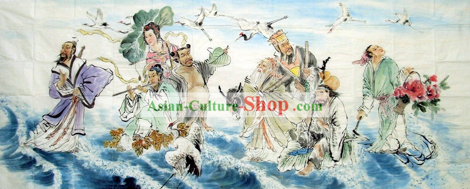 La peinture traditionnelle chinoise - Les Huit Immortels traversant la Mer