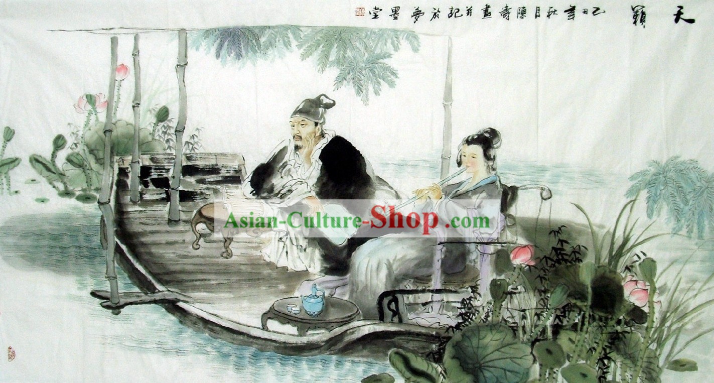 Pintura Tradicional Chinesa - Lute Playing by Chen Tao