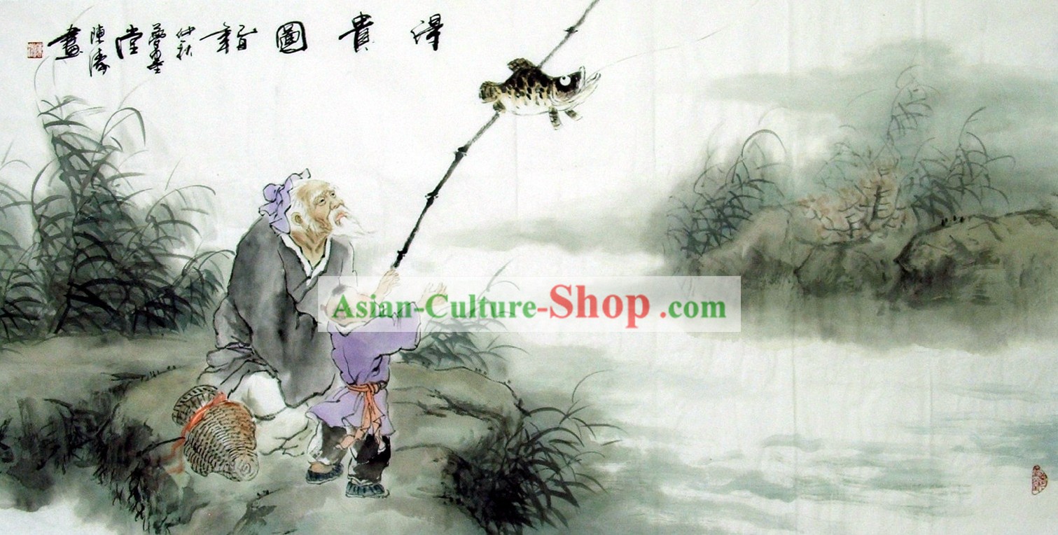 La peinture traditionnelle chinoise - Pêche Grandfather par Chen Tao