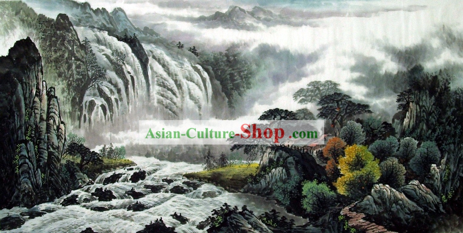 La peinture traditionnelle chinoise - Scène cascade Chine Wu Pingsong