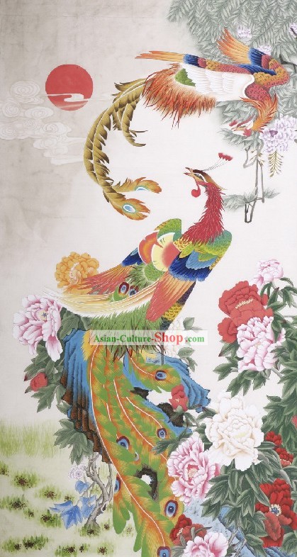 中国の伝統的フェニックスの絵画/フェニックス牡丹の絵画