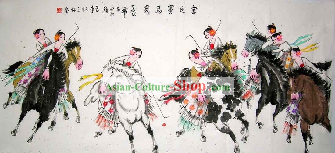 Traditional Chinese Palace Paintings - Playing Soccer von Li Song