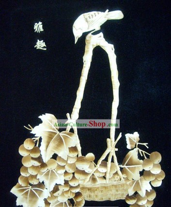 中国の伝統小麦の茎の絵 - ブドウバスケット