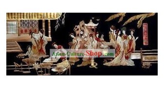 Gran pintura antigua bailarina china hecha de tallo de trigo