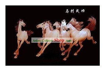 Картины ручной работы китайского зерна - скачущих лошадей