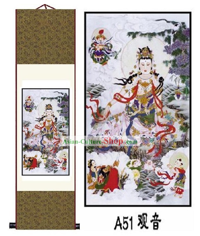Chinese Silk Buddha Painting
