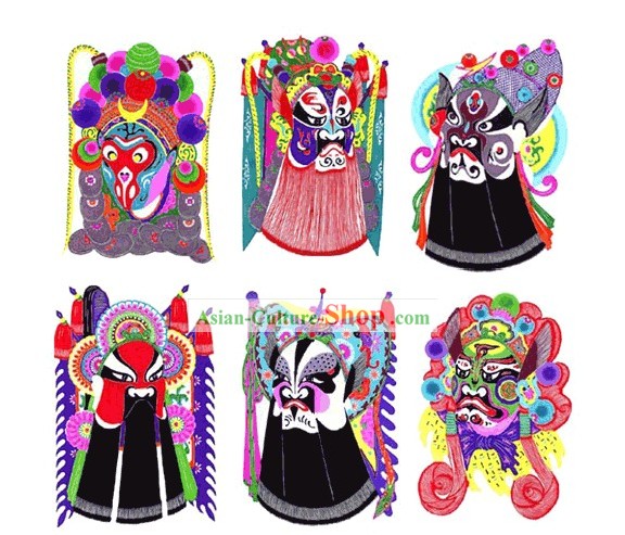 Grandi Cinese tradizionale maschera Papercut Opera (6 pezzi set)