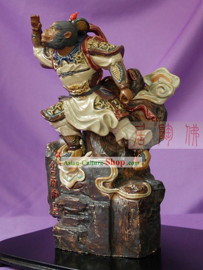 Shiwan Ceramic Affe Skulptur/Hand Monkey King Statue Carved