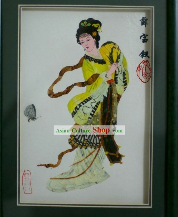 Handmade reale Ali di farfalla Pittura - Xue Baochai nel Sogno della camera rossa