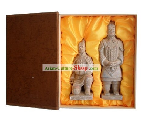 Chinoise Xian en terre cuite Chiffres deux statues Set