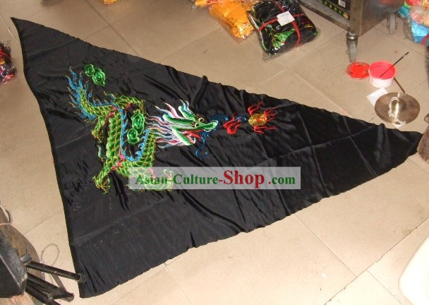 Cinese tradizionale Grande Bandiera seta ricamo Dragons