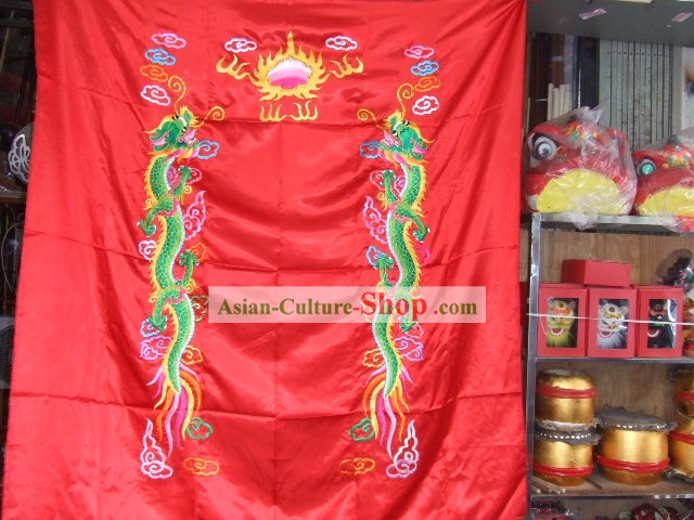 Drago cinese classico Leone danza e danza Doppio Banner Dragons