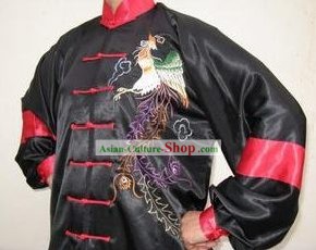 Chinese Professional Artes Marciais bordado Phoenix conjunto uniforme de seda Completo