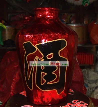 León chino tradicional Prop Dance - jarra de vino