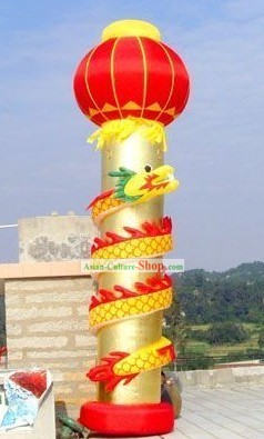 236 Inch High Large Inflatable Dragon Column