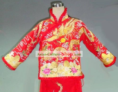 Classique chinoise chanceux robe rouge de mariage à la main pour les femmes
