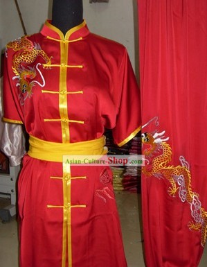 Чистого шелка Вышитые дракона Tai Chi Одежда