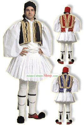 Euzonas Tsolias Hombre Negro traje tradicional danza griega