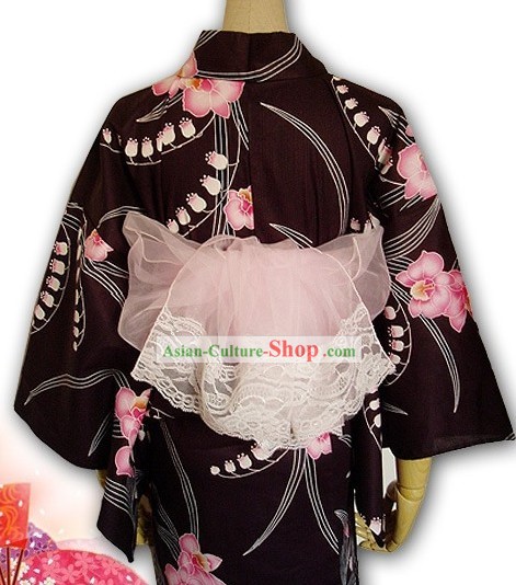 Kimono japonés Yukata encaje Sash