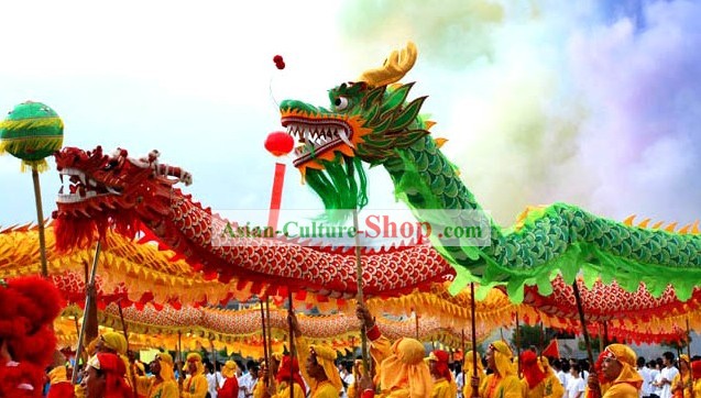 Tradizionale Cinese di Pechino Green Dragon danza Set Costume Completa