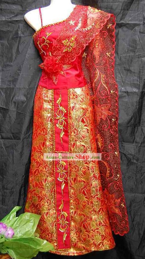 Traditionnelles thaïlandaises Wedding Dress Set Complet
