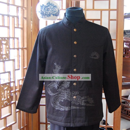 Blusa clásica china tradicional mandarín para el hombre-Emperador Dragón
