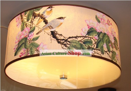 Chinese Traditional Blumen-und Vogel-Original-Gemälde Decke Lantern