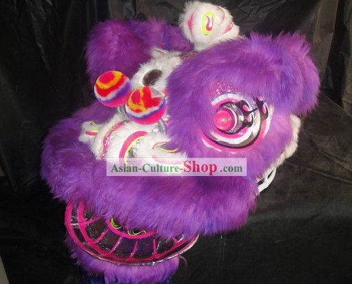Top Purple Sheep Fur Lion Dance Mask Body Pants Claws Complete Set