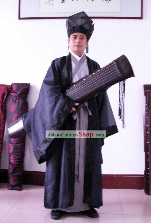 Ancient Chinese Koto Player Costume and Hat