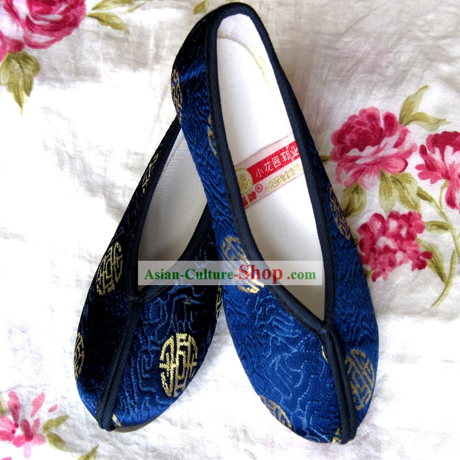 Chinese Blue Embroidery Shoes for Boys