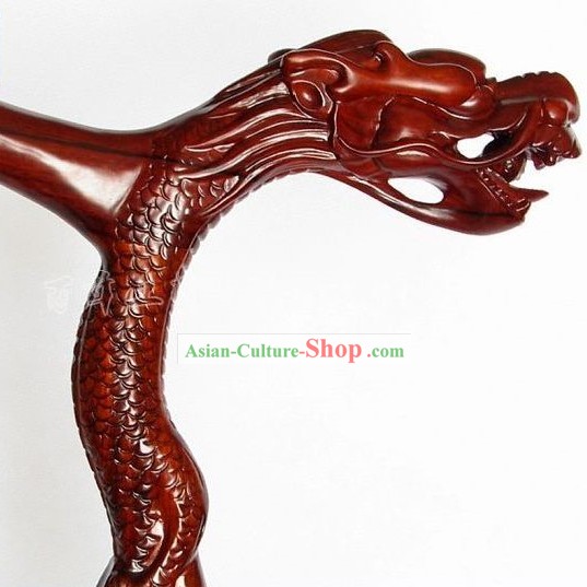 Haut la main chinoise Sculpté Bois de Rose dragon bâton