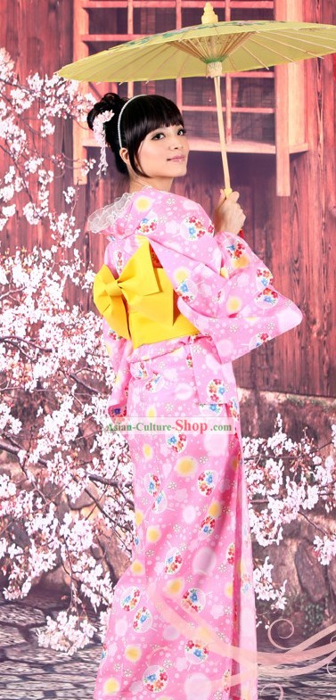 Tradizionale giapponese Yukata Kimono Obi Belt e Geta Sandal Set completo per le donne