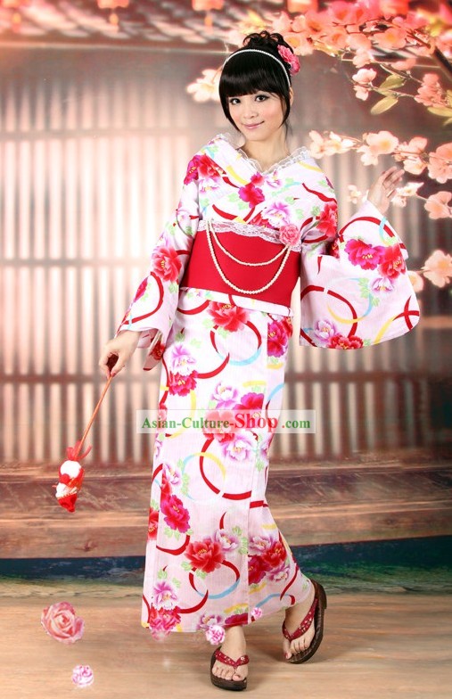 Романтический японских кимоно юката Оби пояса и Джета Сандал Шесть пьес Комплект для женщин