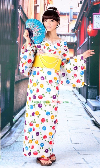 Красочные кимоно юката японской Оби пояса и Джета Сандал Шесть пьес Комплект для женщин