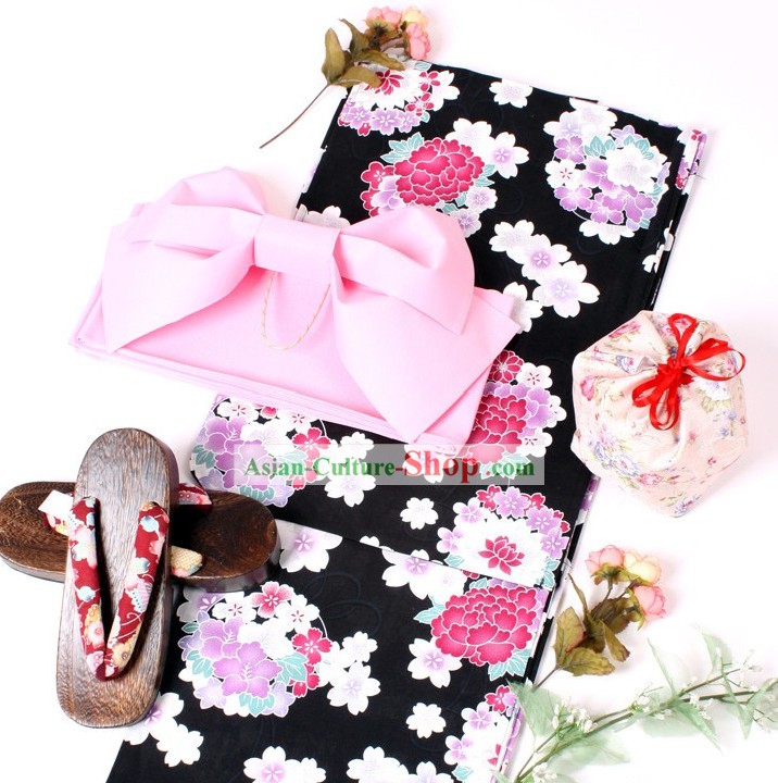 Японские кимоно юката Оби Пояса Гета Сандал Комплект для дам
