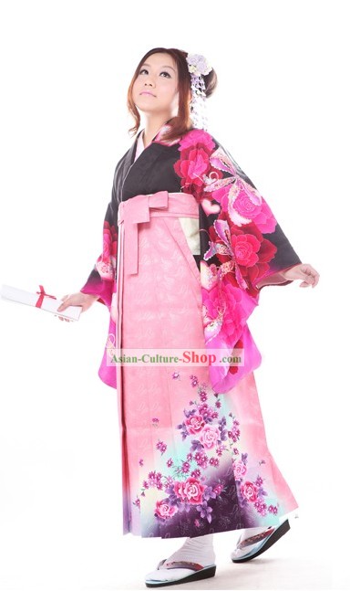 Vestuário Kimono japonês formal e Geta Sandal Set completo para as Mulheres